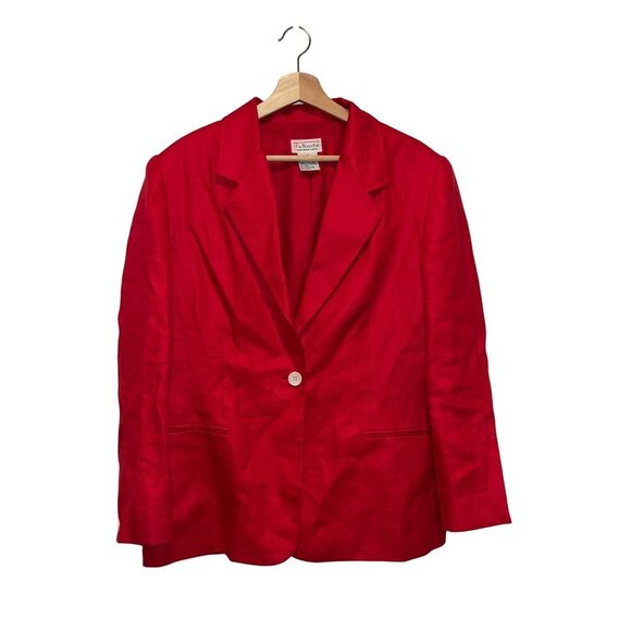 Talbots Red Linen Single-Button Closure Long-Sleeve Women's Blazer Size 14 - Picture 1 of 6